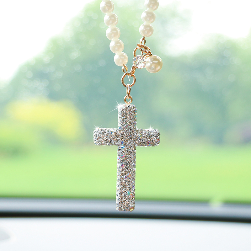 Car Accessories Evil Eye - Creative diamond studded cross fashion car