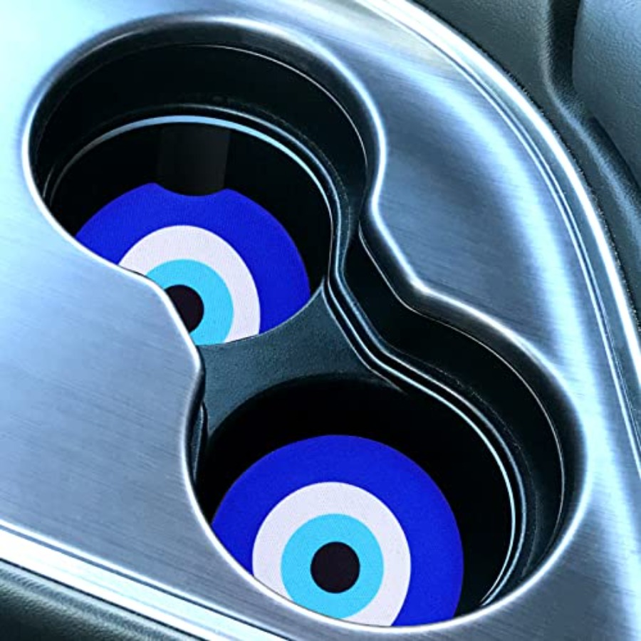 Car Accessories Evil Eye - Car Cup Coaster, 2 Pack Blue