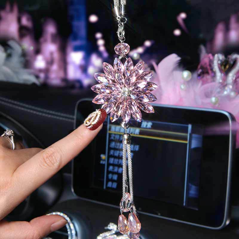 Car Accessories Evil Eye - Exquisite Crystal Lotus Crystal Snowflake Pendant
