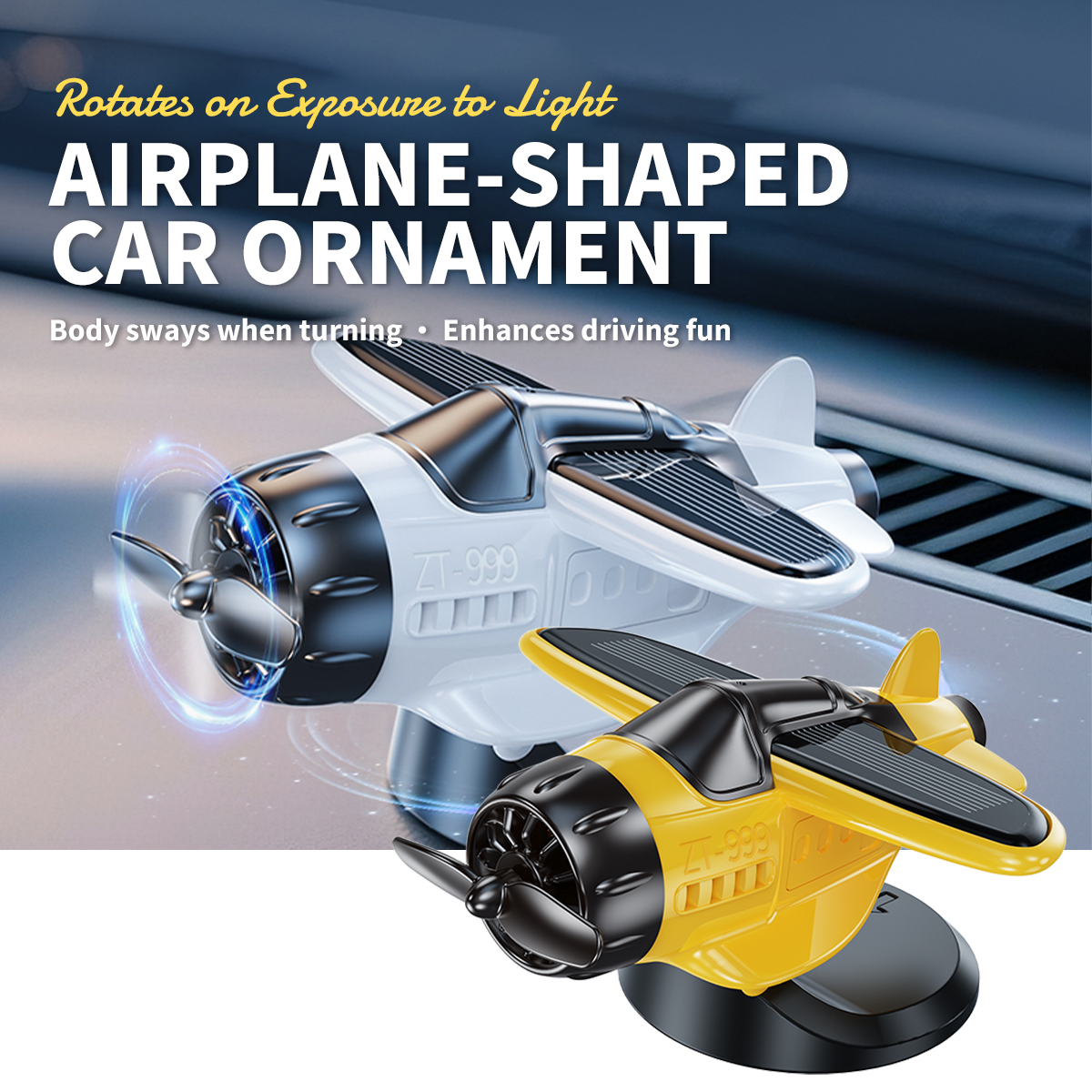 Car Accessories For Inside - Motor Solar Airplane Ornaments 360° Rotary