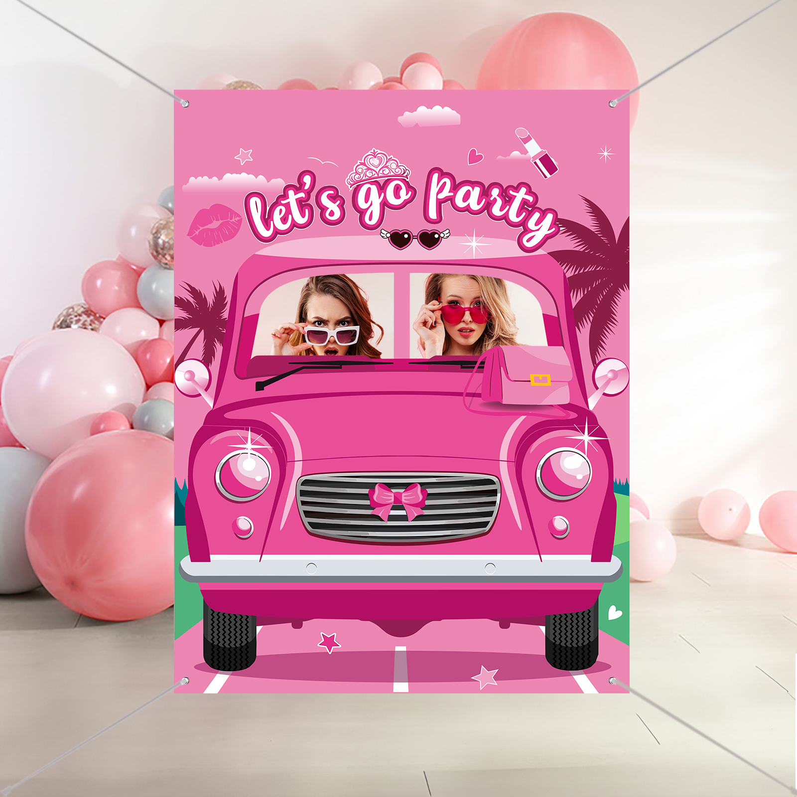 Car Accessories Banner - 1Pcs Hot Pink Girls Photo Booth
