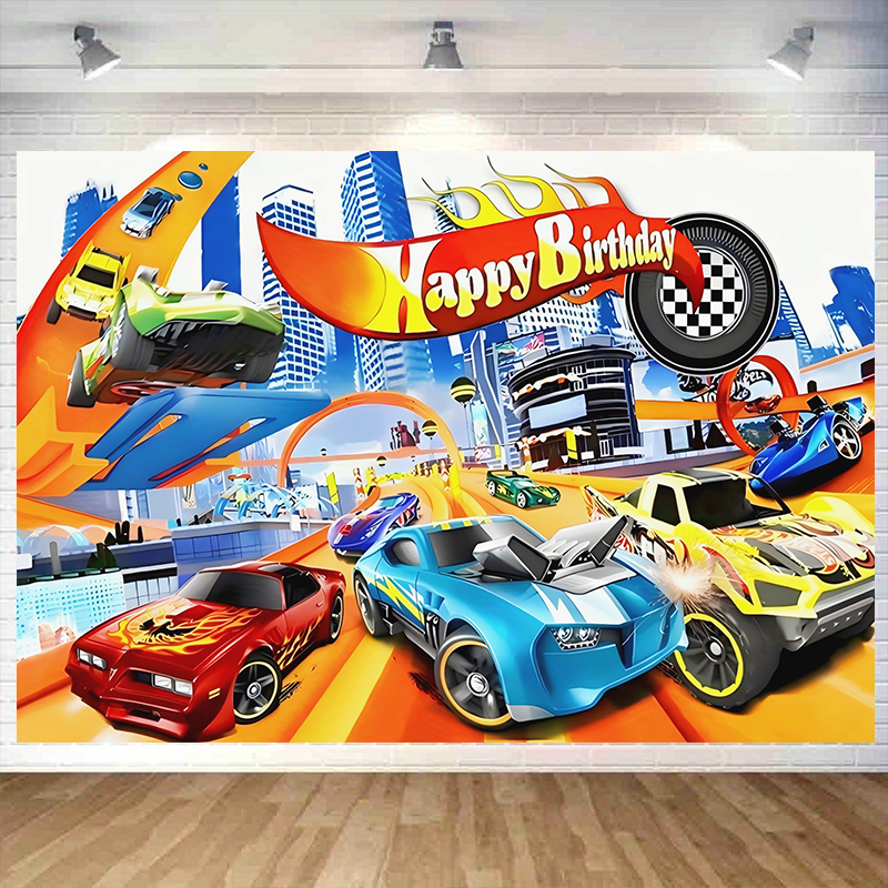 Car Accessories Banner - 1pc Popular Car Birthday Background Banner,