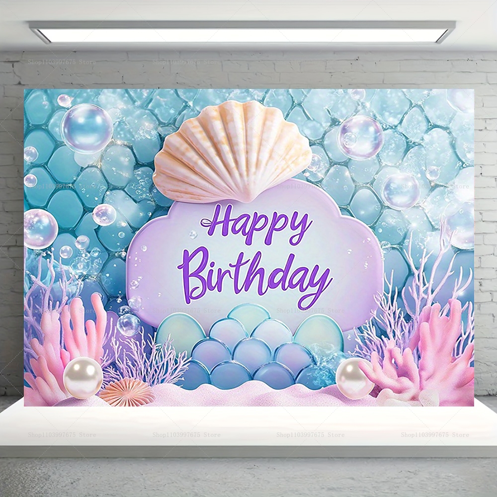 Mermaid Party Backdrops Childr - đánh giá và giá Car Accessories Banner