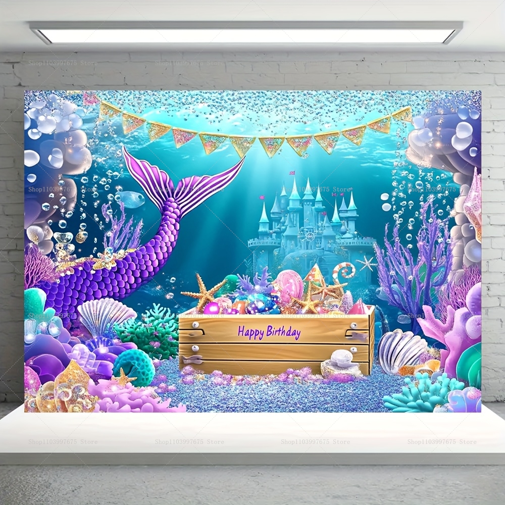 Mermaid Party Backdrops Childr - đánh giá và giá Car Accessories Banner