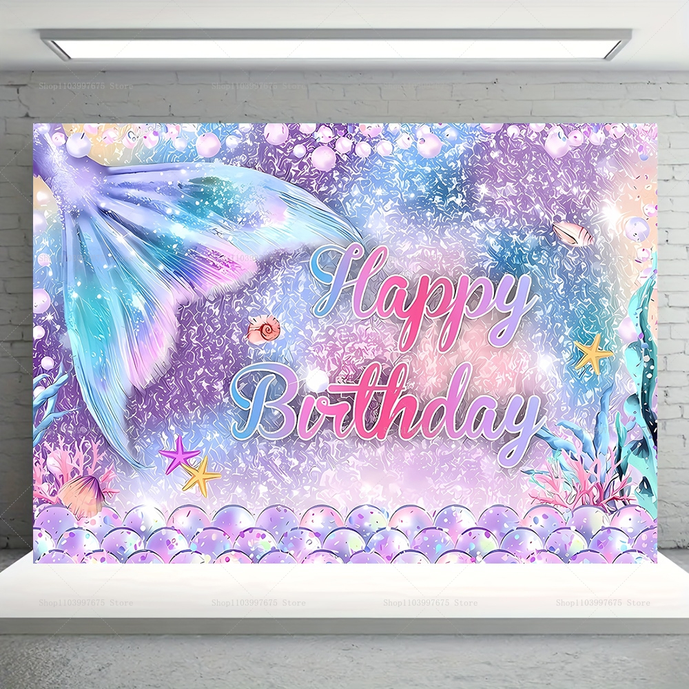 Mermaid Party Backdrops Childr - đánh giá và giá Car Accessories Banner
