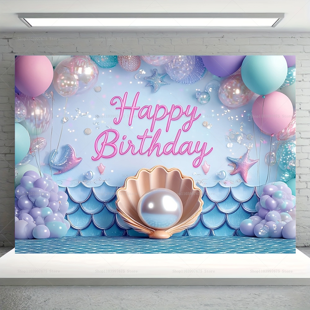 Mermaid Party Backdrops Childr - đánh giá và giá Car Accessories Banner