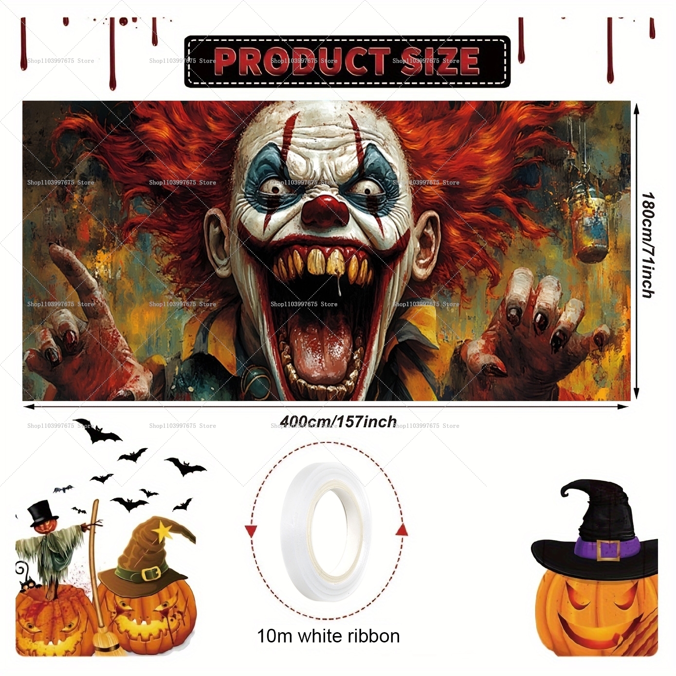 2D Halloween Horrible Clown Ga - đánh giá và giá Car Accessories Banner