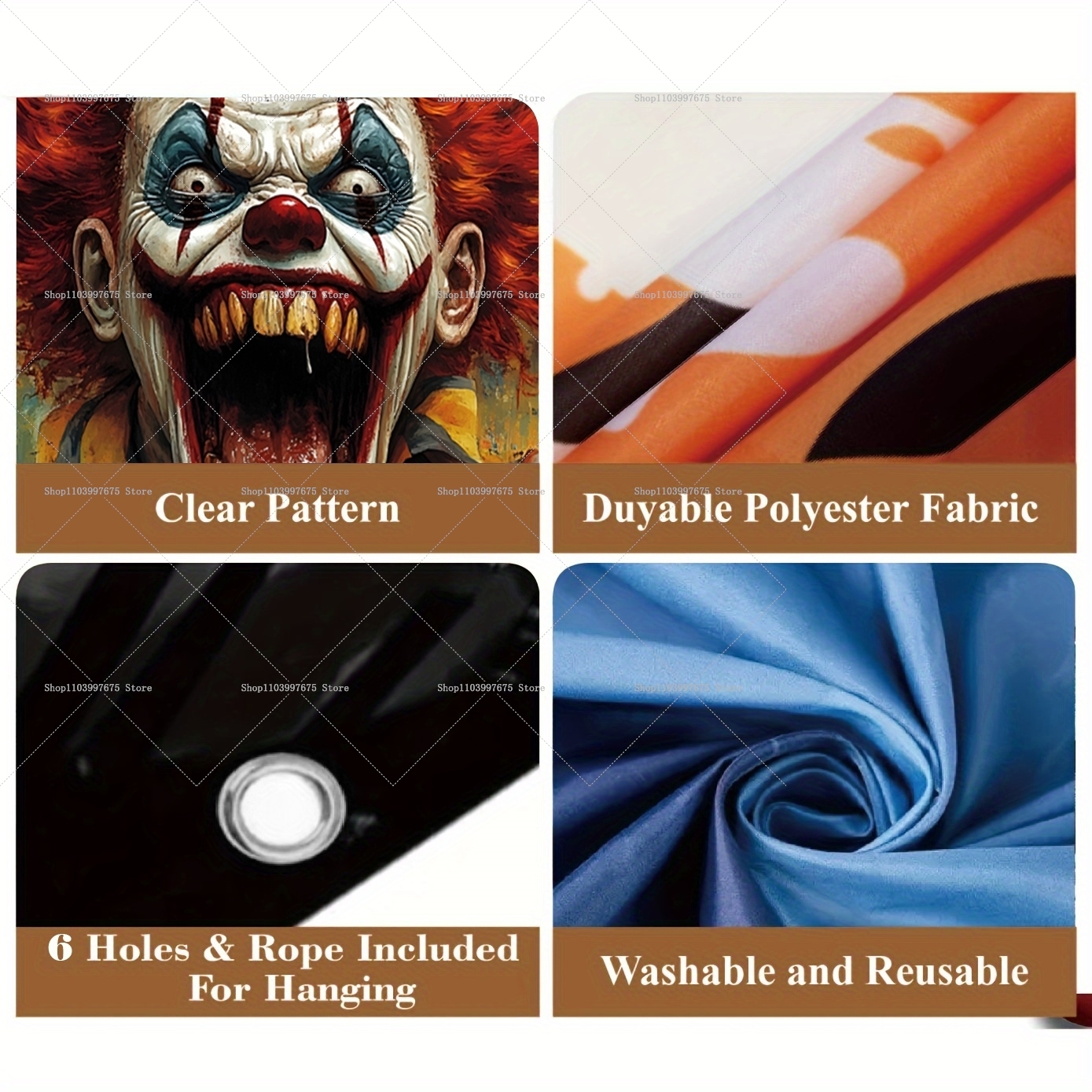 2D Halloween Horrible Clown Ga - đánh giá và giá Car Accessories Banner