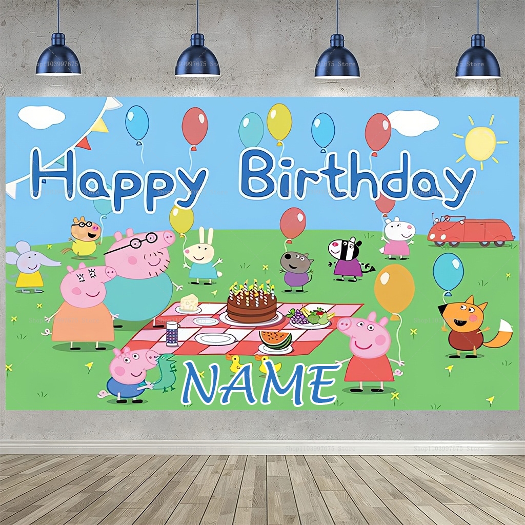 Custom Name Cartoon Peppa Pig  - đánh giá và giá Car Accessories Banner