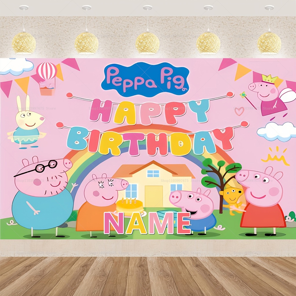 Custom Name Cartoon Peppa Pig  - đánh giá và giá Car Accessories Banner