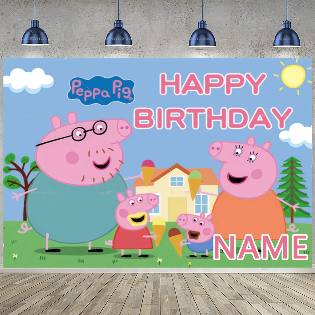 Custom Name Cartoon Peppa Pig  - đánh giá và giá Car Accessories Banner