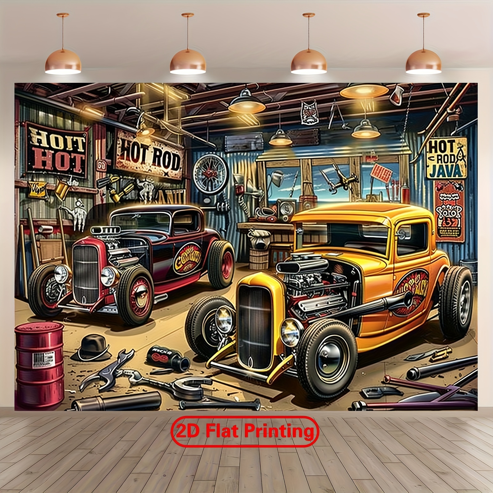 1 vintage hot car garage party - đánh giá và giá Car Accessories Banner