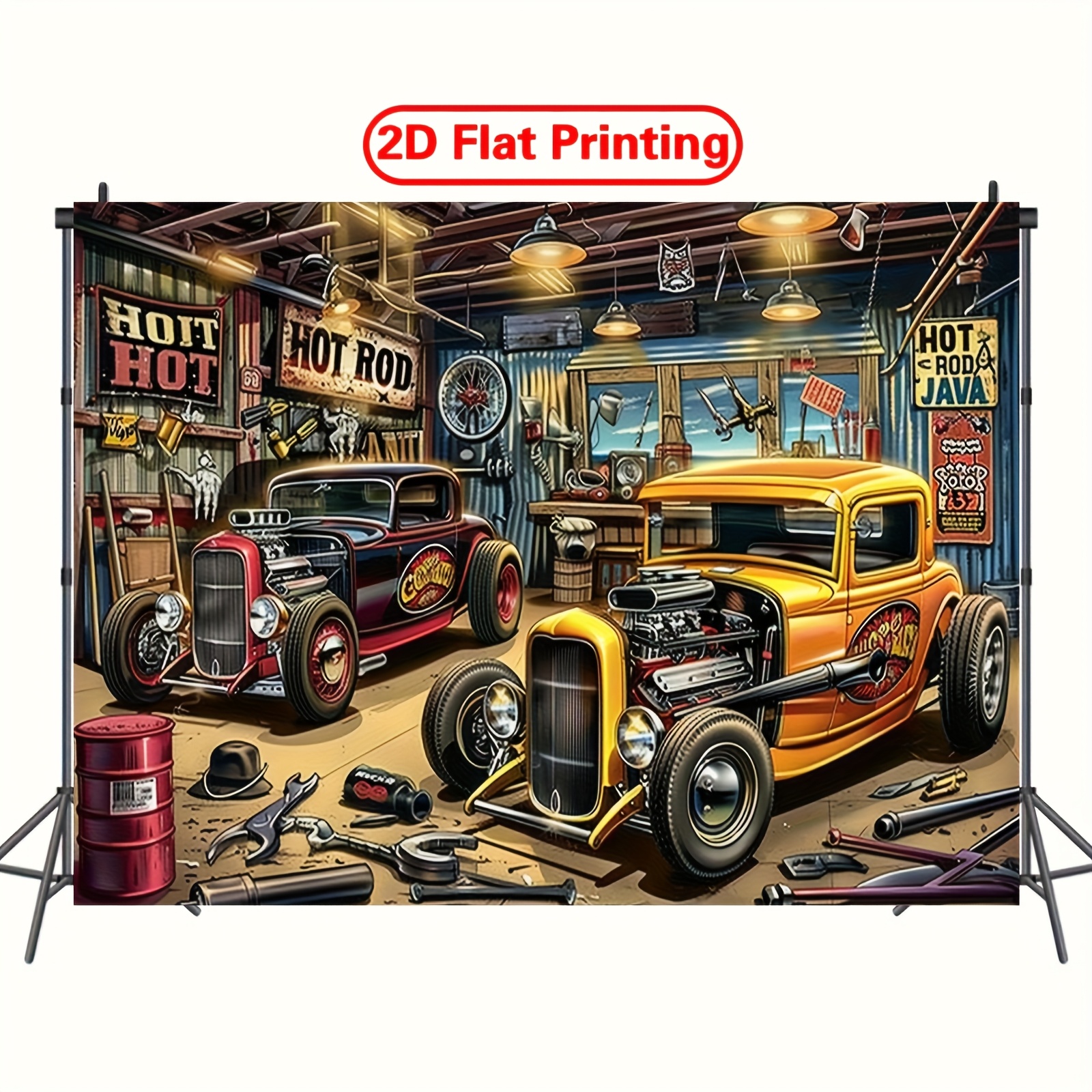 1 vintage hot car garage party - đánh giá và giá Car Accessories Banner