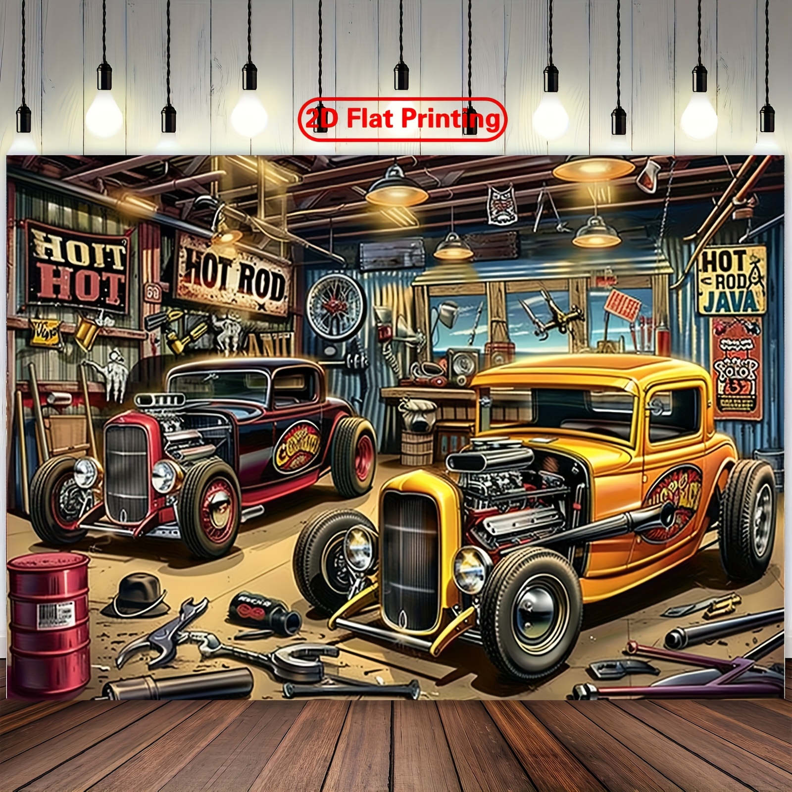 1 vintage hot car garage party - đánh giá và giá Car Accessories Banner