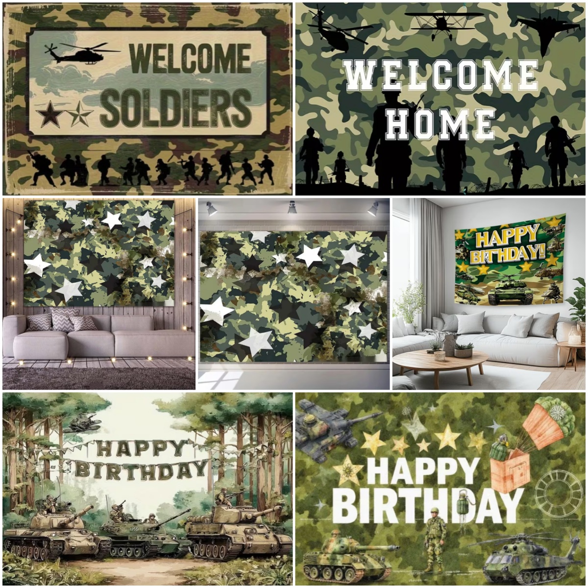 Military Army Theme Birthday P - đánh giá và giá Car Accessories Banner